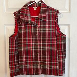 Christopher & Banks Plaid Size Large Women Vest